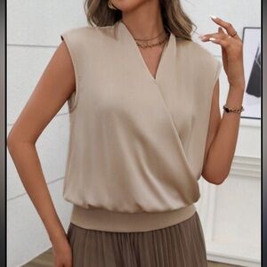 Olivaceous Beige Wrap Blouse